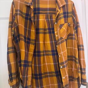 Yellow and Navy Medium Flannel Button Up